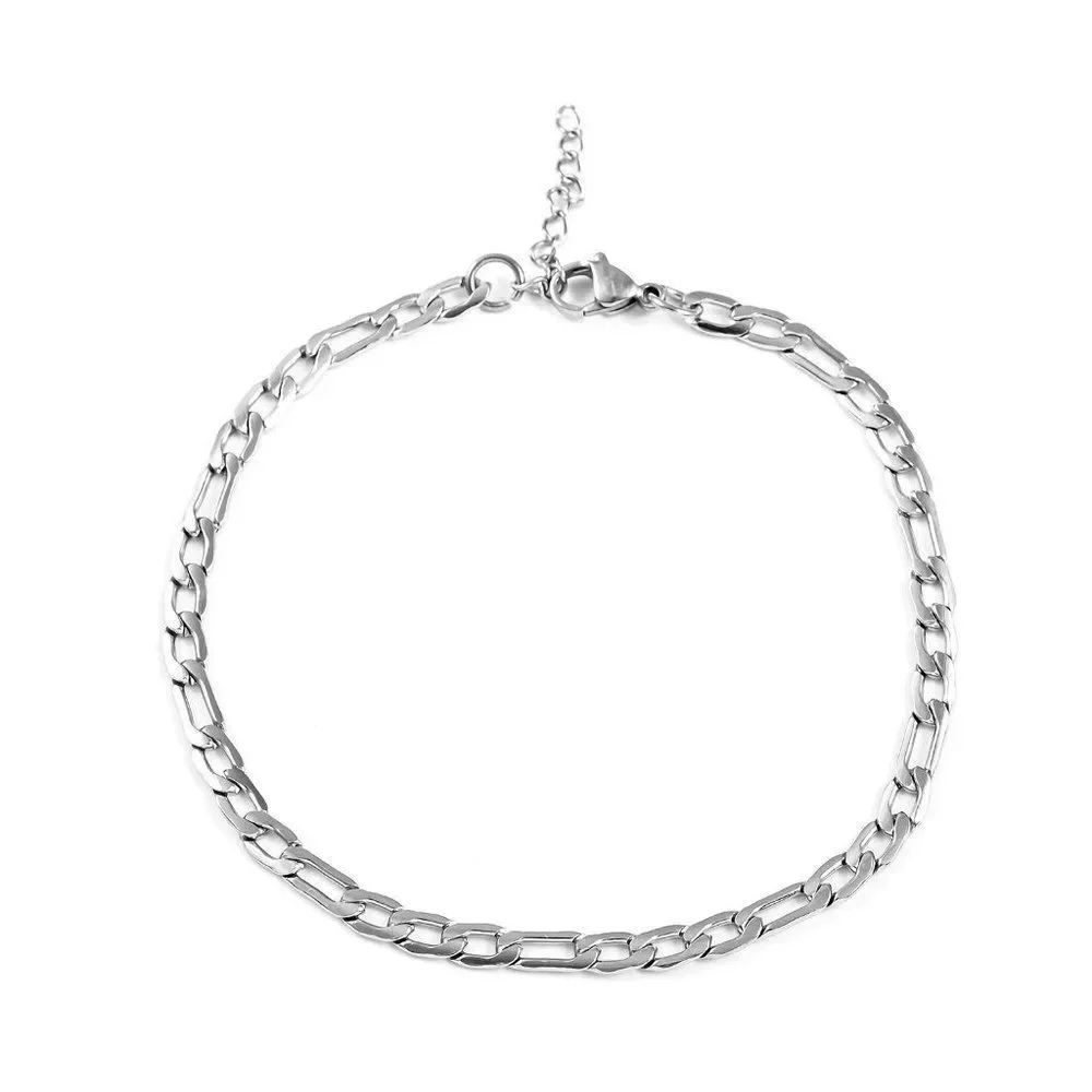 Figaro Chain Bracelet in Stainless Steel (9 In)